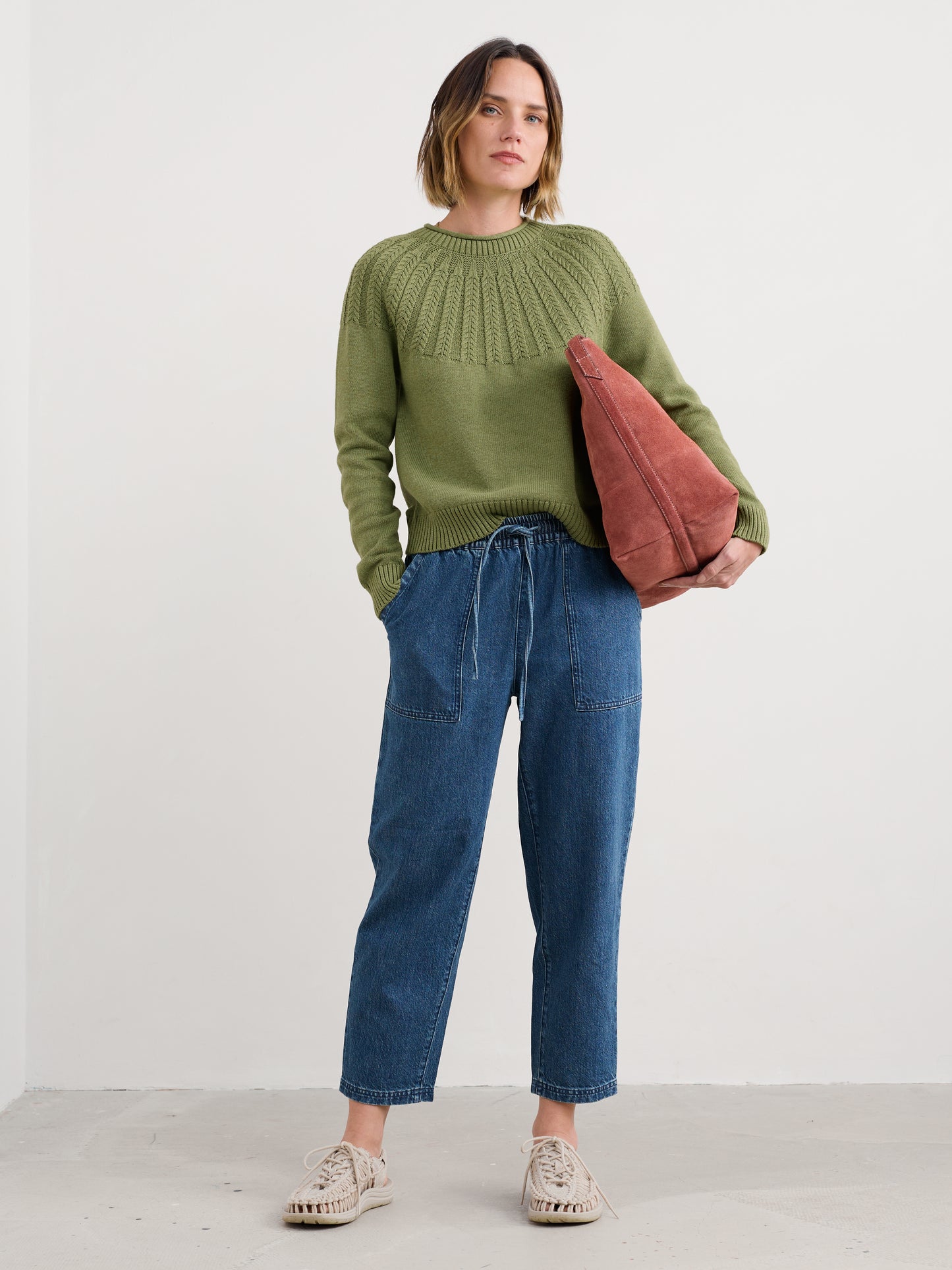 SEASALT CORNWALL - Stone Chat Organic Cotton Jumper - Moss