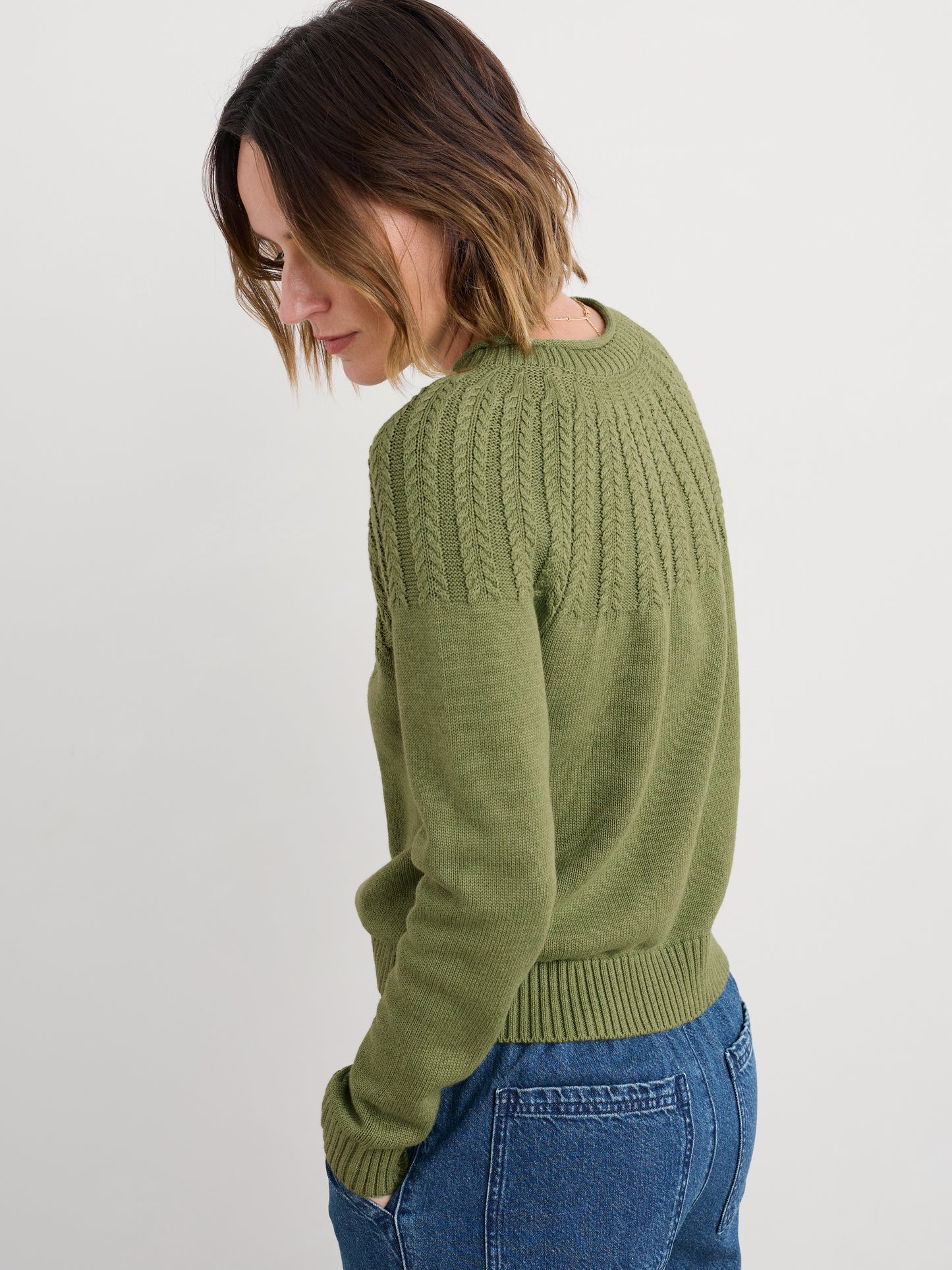 SEASALT CORNWALL - Stone Chat Organic Cotton Jumper - Moss