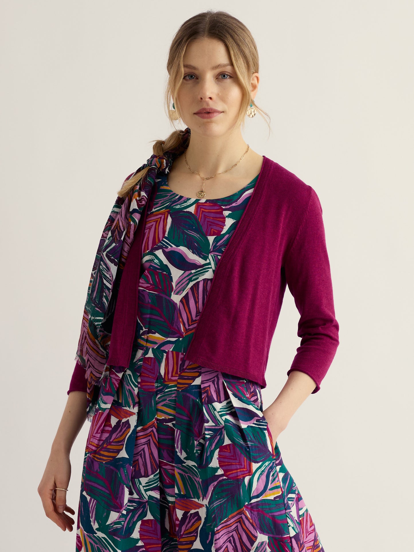 SEASALT CORNWALL - Vanessa Cotton Cardigan (GOTS) Dark Freesia
