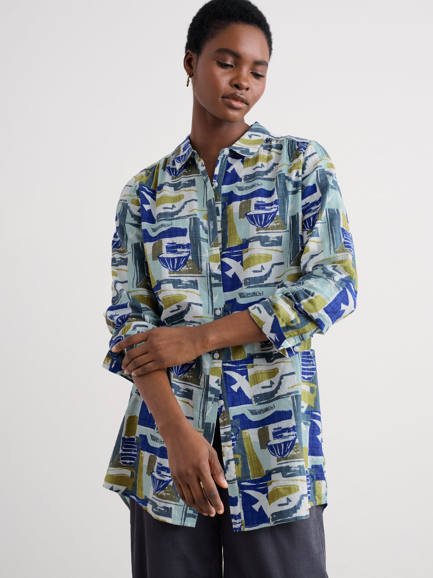 SEASALT CORNWALL - Wren Flutter Shirt - Window scape Sketch Chalk