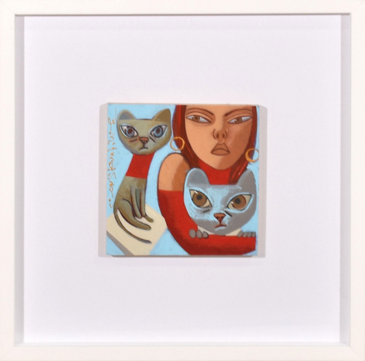 Constantine Popov - Amelia with Cats ORIGINAL ARTWORK